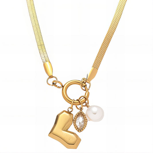 Heart Necklace, 18K Gold Plated Steel
