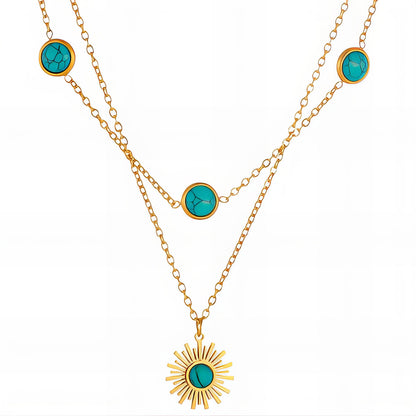 Sun Necklace, 18K Gold Plated Steel
