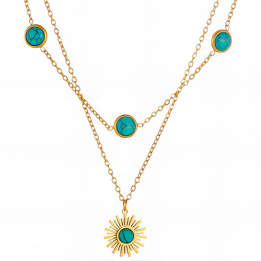 Sun Necklace, 18K Gold Plated Steel