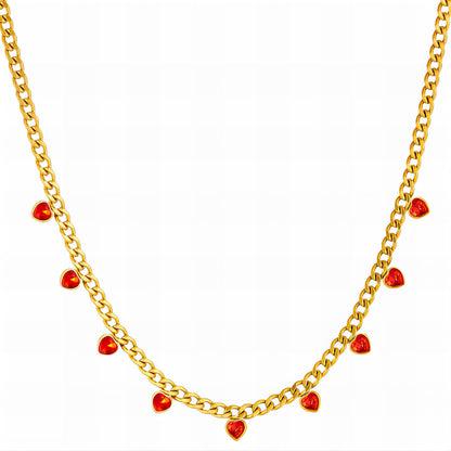 Hearts Necklace, 18K Gold Plated Steel