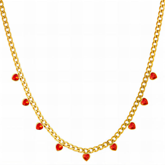 Hearts Necklace, 18K Gold Plated Steel