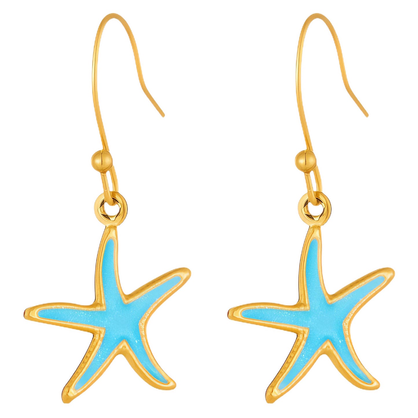 Starfishes Earrings, 18K Gold Plated Steel