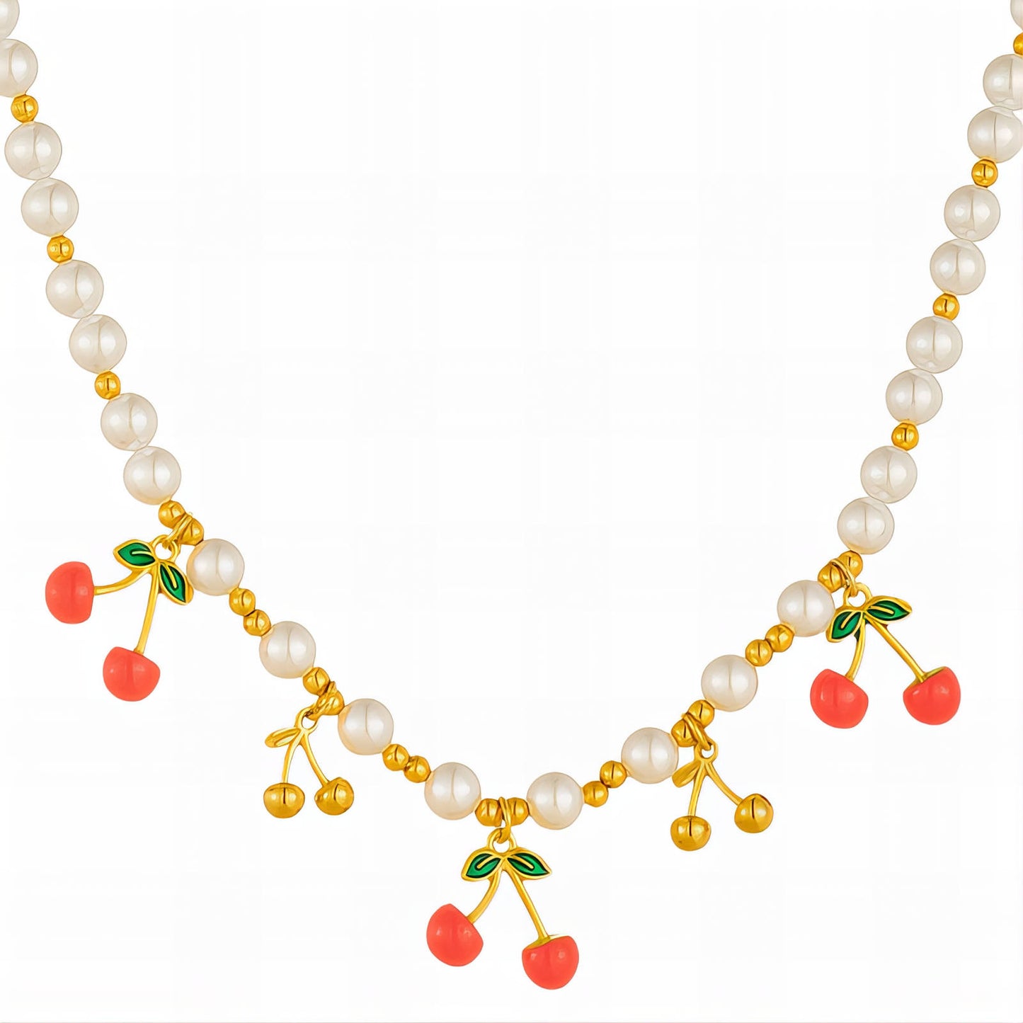 Cherry Necklace, 18K Gold Plated Steel
