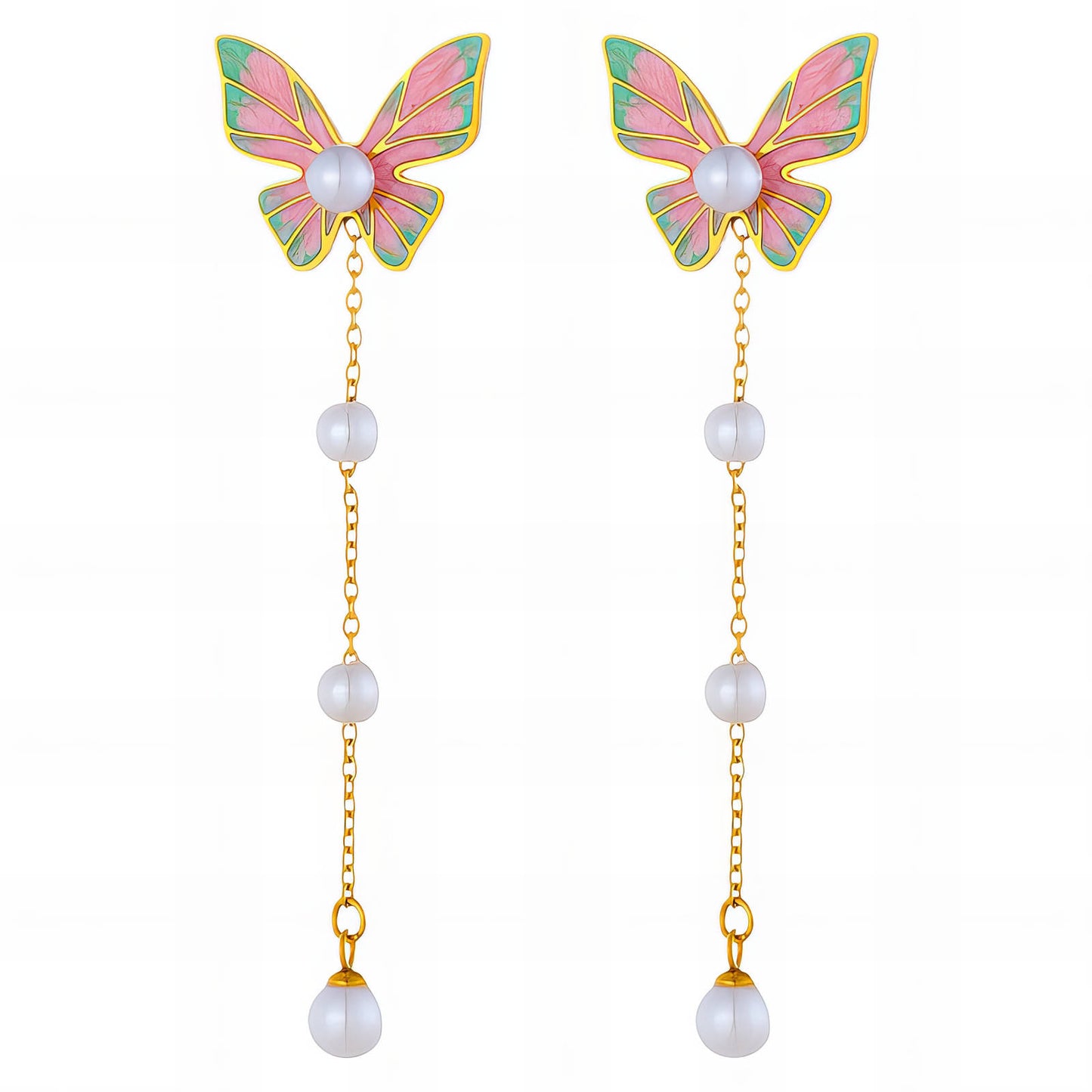 Butterflies Earrings, 18K Gold Plated Steel