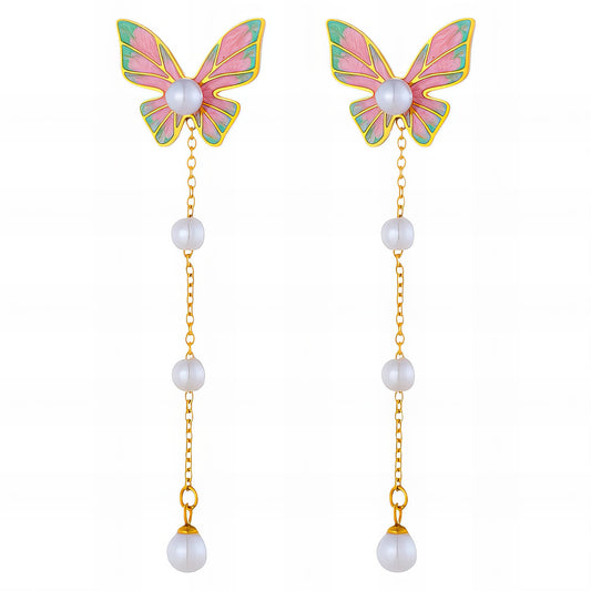 Butterflies Earrings, 18K Gold Plated Steel