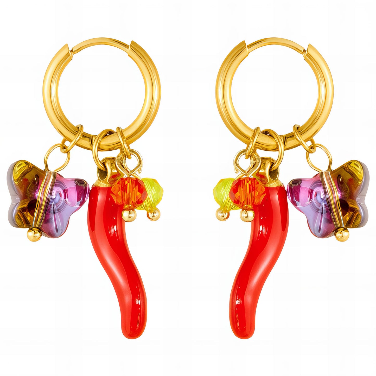 Earrings, 18K Gold Plated Steel