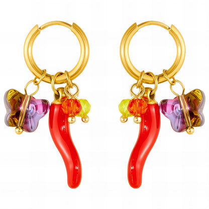 Earrings, 18K Gold Plated Steel