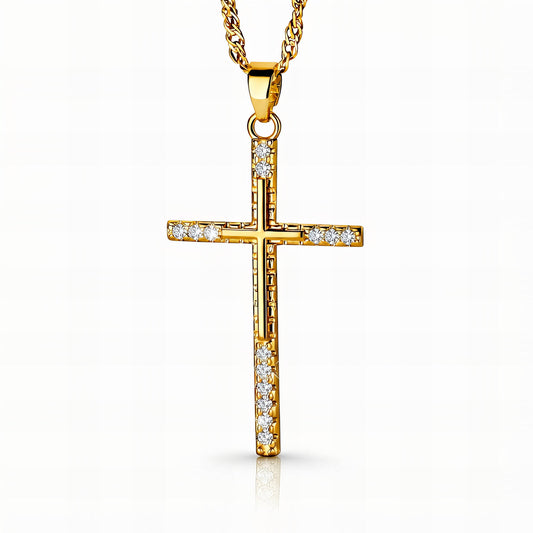 Crosse Necklace, 18K Gold Plated Steel