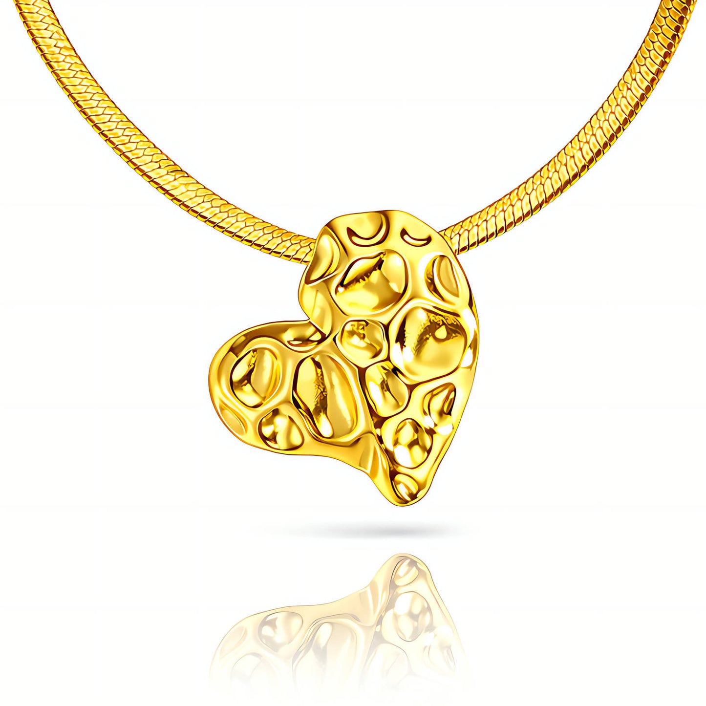 Heart Necklace, 18K Gold Plated Steel