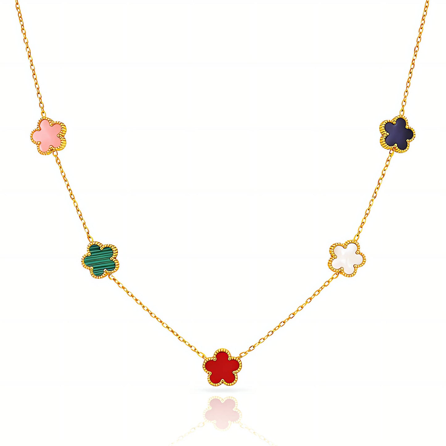 Flower Meadow Necklace, 18K Gold Plated Steel