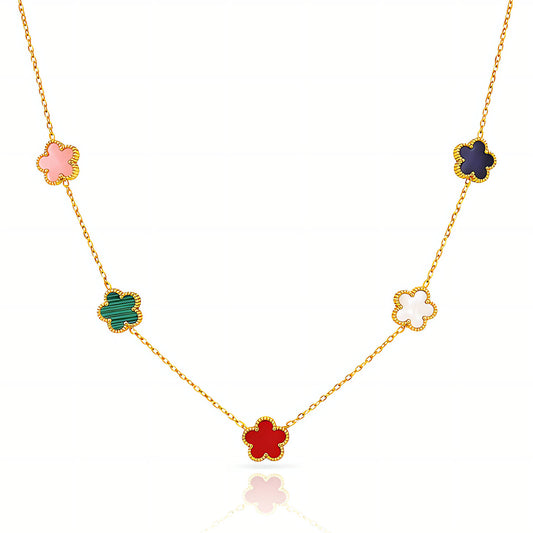 Flower Meadow Necklace, 18K Gold Plated Steel