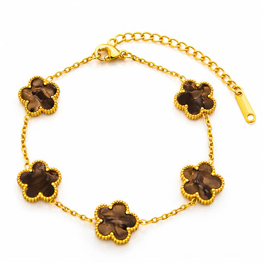 Flower Meadow Bracelet, 18K Gold Plated Steel
