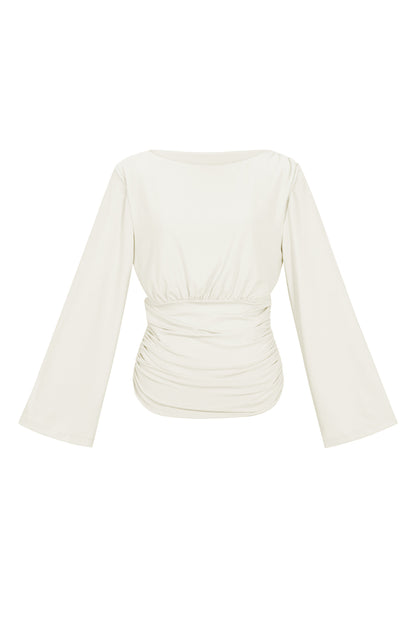 Polyestervezel (Polyester) tops met lange mouwen, effen kleur, elegant, geschikt voor alle gelegenheden.