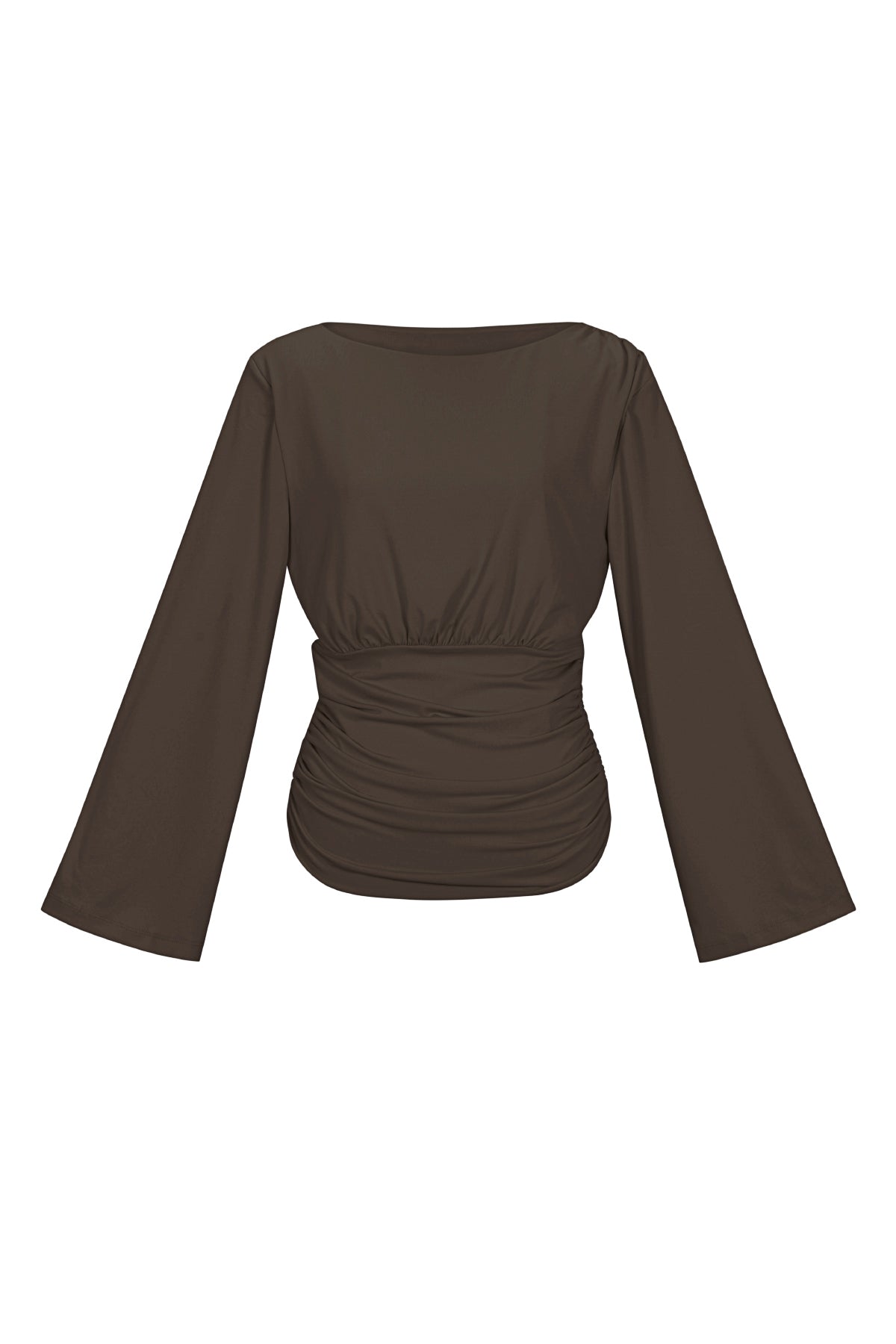 Polyestervezel (Polyester) tops met lange mouwen, effen kleur, elegant, geschikt voor alle gelegenheden.