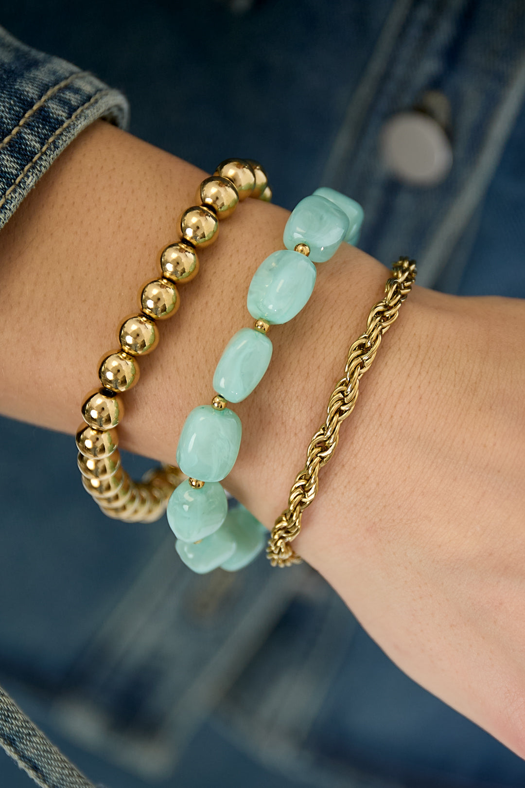 Armbandenset met asymmetrische kralen
