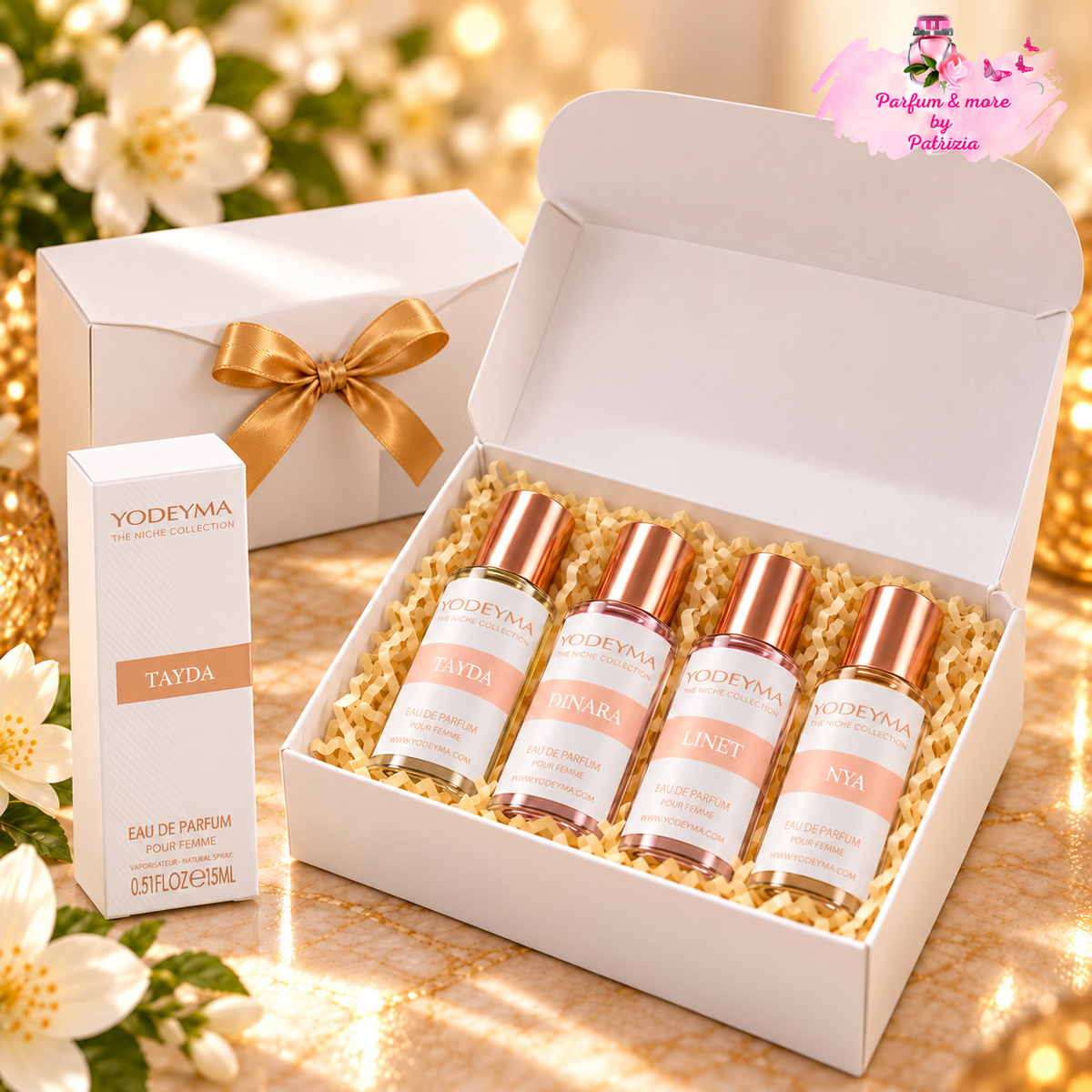 Yodeyma cadeauset dames niche – vier parfums van 15 ml met cadeaudoos