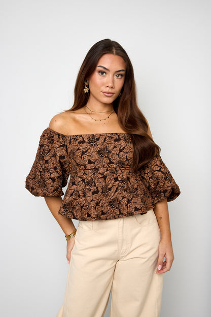 pof mouw top met textuur