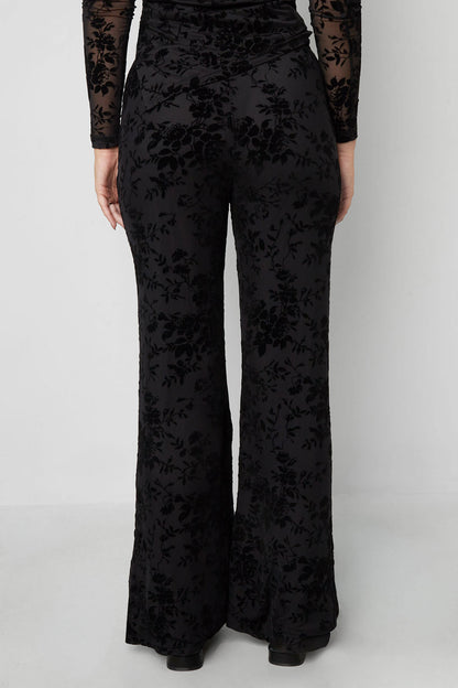Mesh broek met suède bloemenprint – designed to match