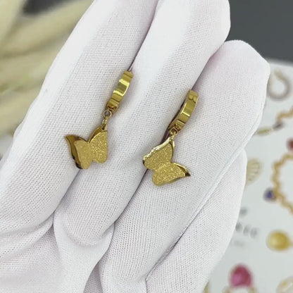 18K gold plated Stainless steel  Butterflies earrings, Intensity