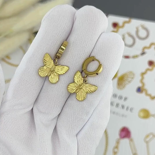 18K gold plated Stainless steel  Butterflies earrings, Intensity