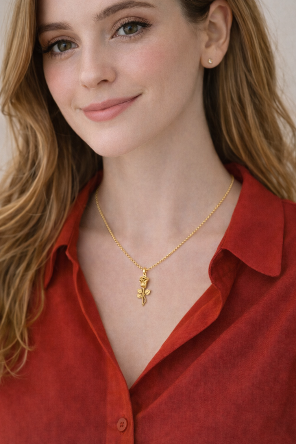 Flower Necklace, 18K Gold Plated Steel