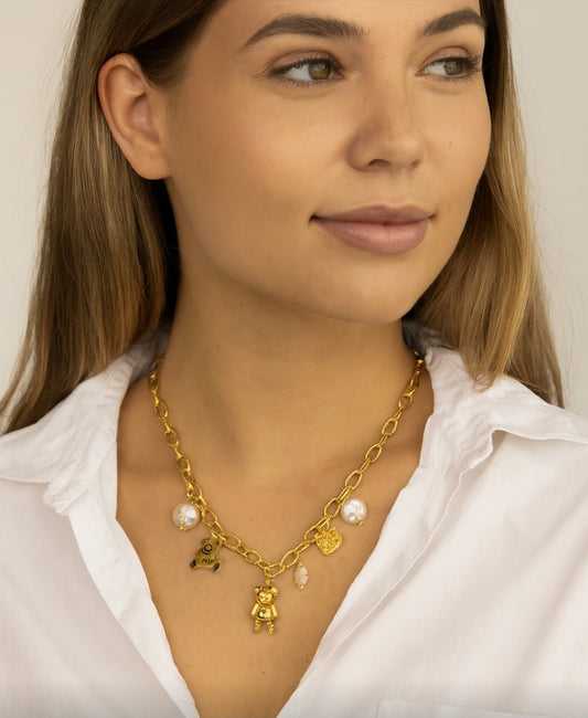 Necklace, 18K Gold Plated Steel