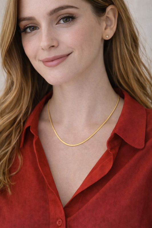 Necklace, 18K Gold Plated Steel